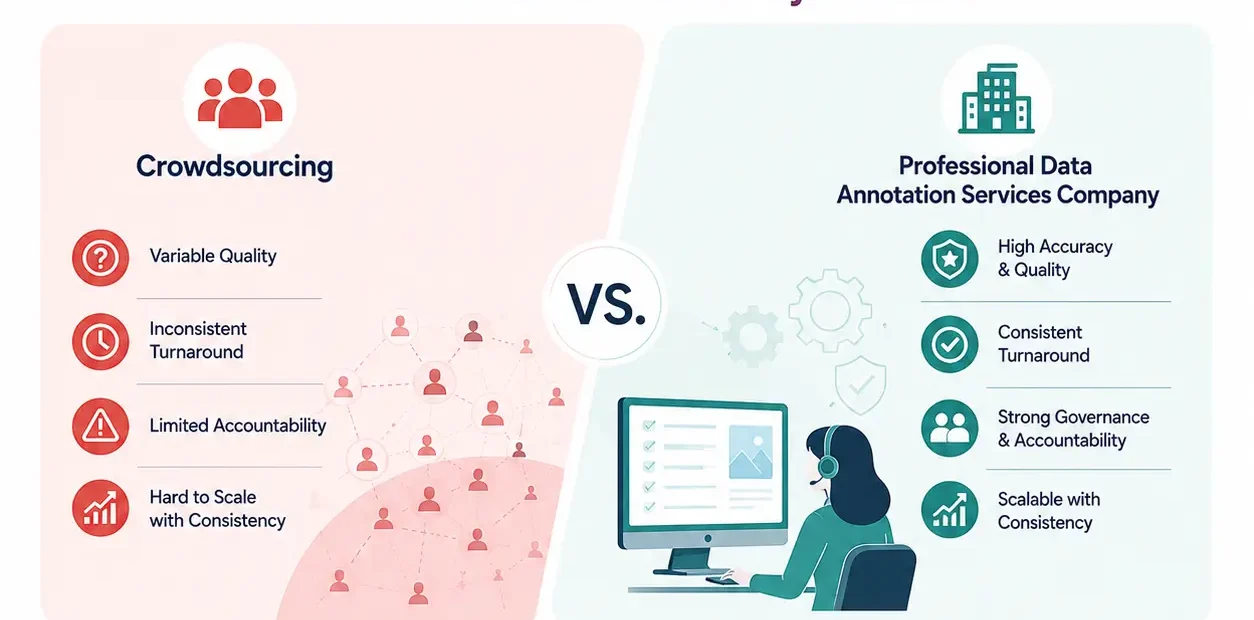 Crowdsourcing vs. a Professional Data Annotation Services Company: Which Wins for Accuracy at Scale?